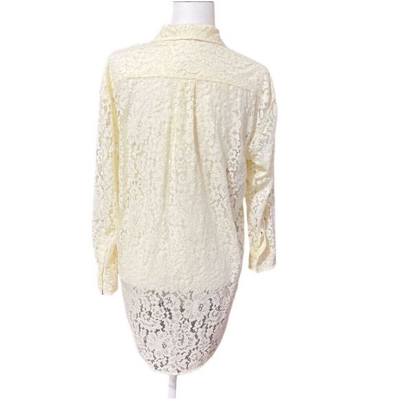 Equipment Small Cream Lace Button Front Long Sleeve Shirt Women’s - Picture 6 of 10